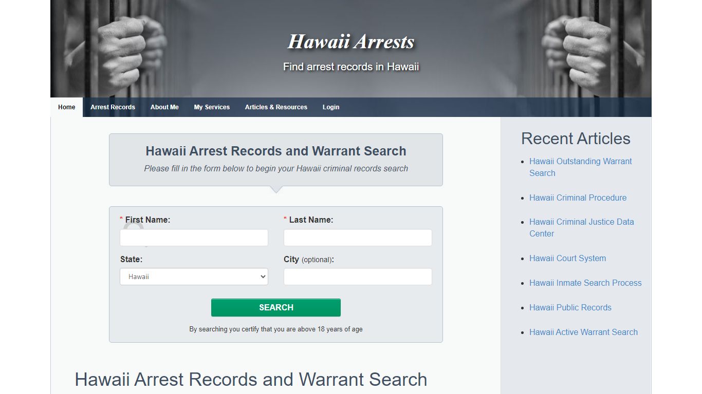 Hawaii Arrest Records and Warrant Search