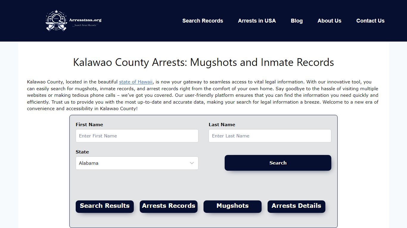 Kalawao County Arrests: Mugshots and Inmate Records