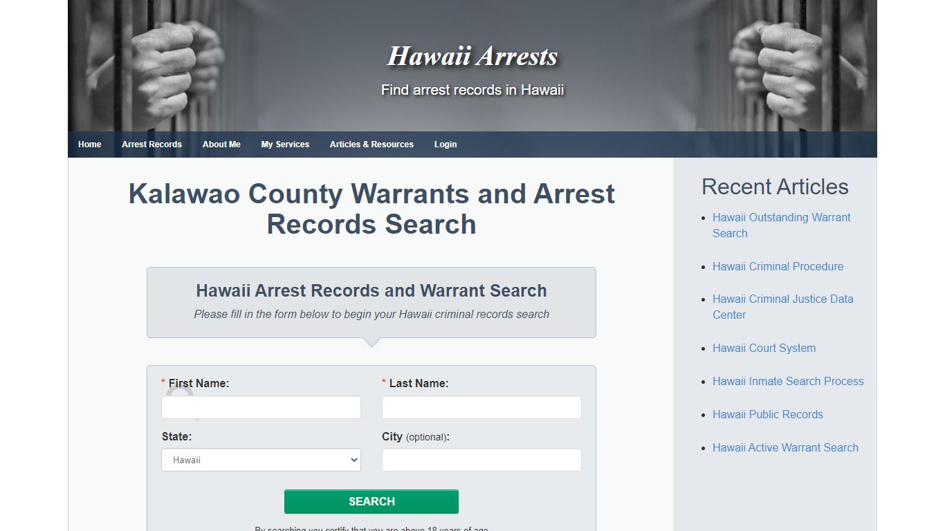 Kalawao County Warrants and Arrest Records Search